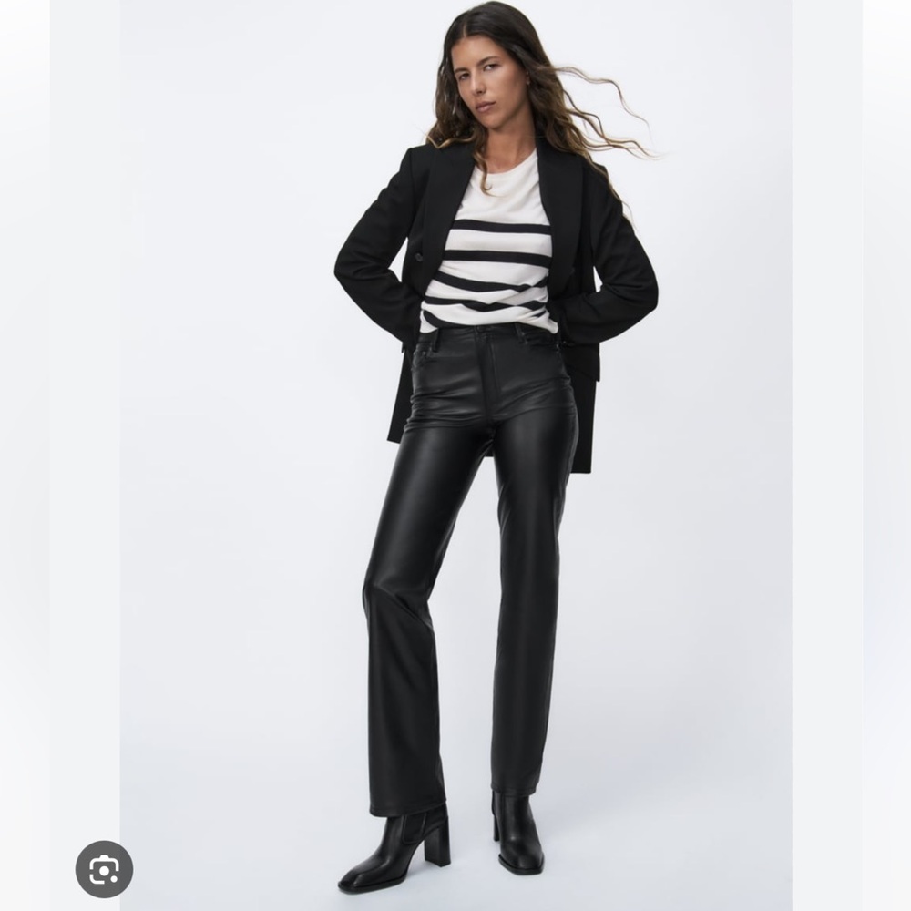 ZARA  faux leather high waisted flare leg pants